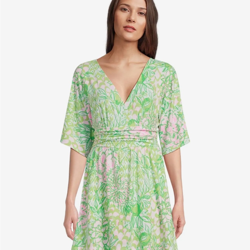 NWT Lilly Pulitzer Green and Pink Floral Dress